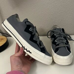 Converse | Gray Leather Black Chevron Women’s‎ Sz 10